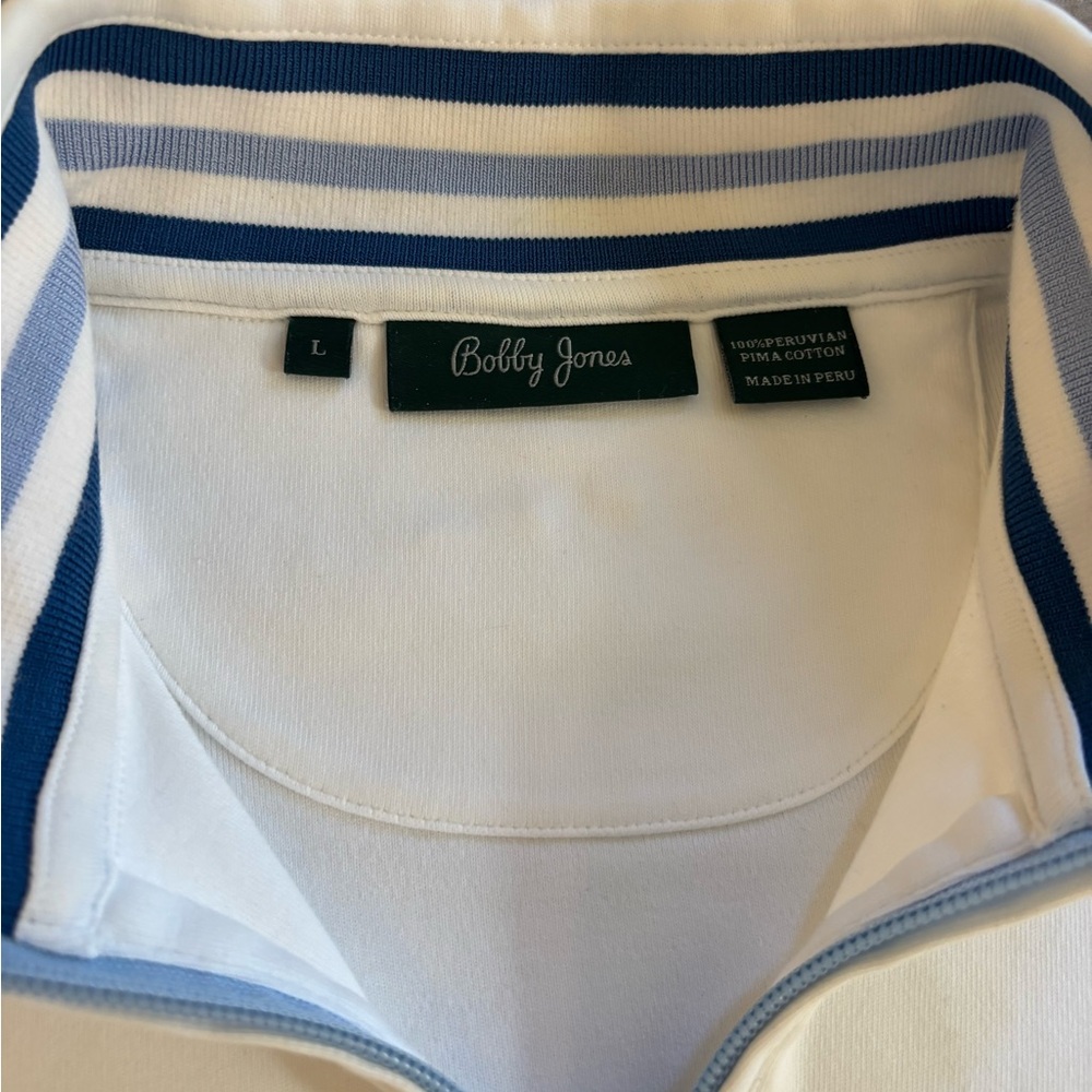 Bobby Jones White and Navy Quarter-Zip Sweater - Picture 3 of 7